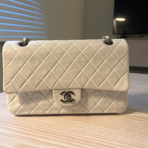 CHANEL Handbags - Chanel Classic Flap White Size Medium